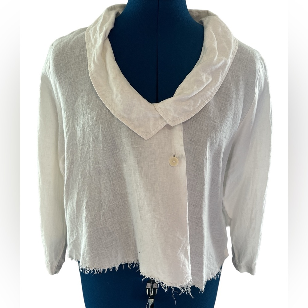 FLAX cowl neck cream blouse size Small